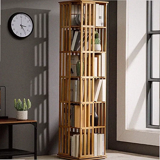 360° drehbares Bücherregal offener Bücherschrank 6 Ebenen Drehregal Standregal