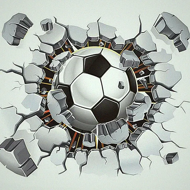 3D Fußball Wandtattoo Wandsticker Ball Aufkleber Kinderzimmer Football Kind
