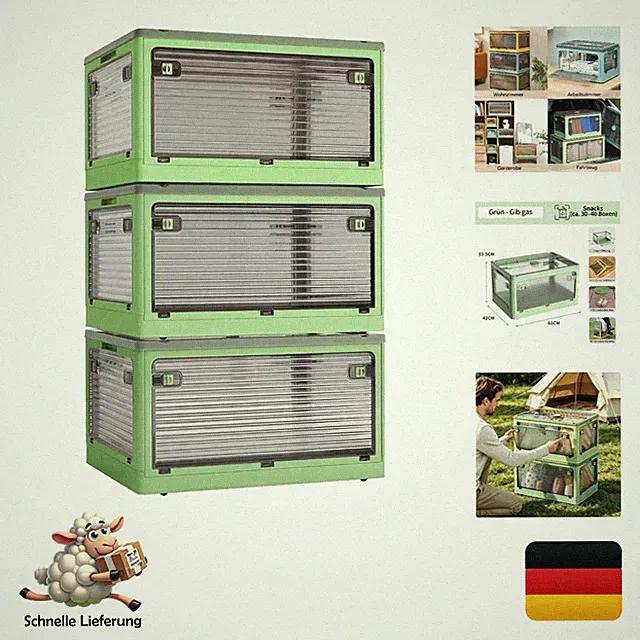 3er Aufbewahrungsboxen Set 84L mit Deckel Rollen, stapelbar, transparent, Sta...