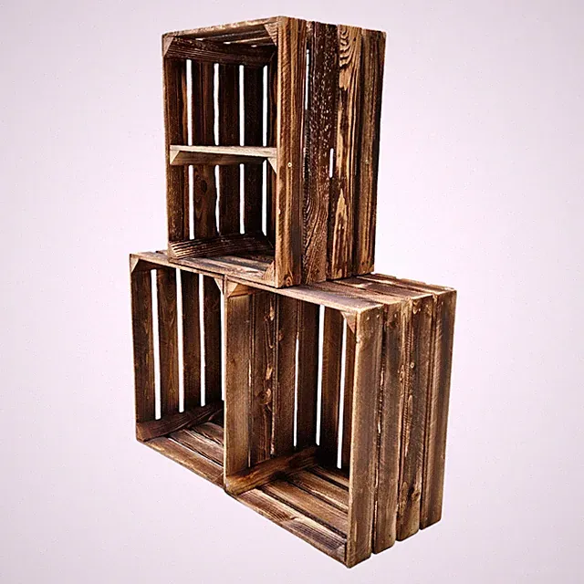 3er Set Quer Kisten Box Regalset Obstkisten Tischregal Geflammt 50 x 40 x 30 cm