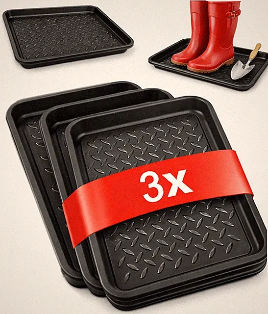 3er Set Schuhabtropfschale Schuhablage stapelbar in schwarz, robust & vielseitig