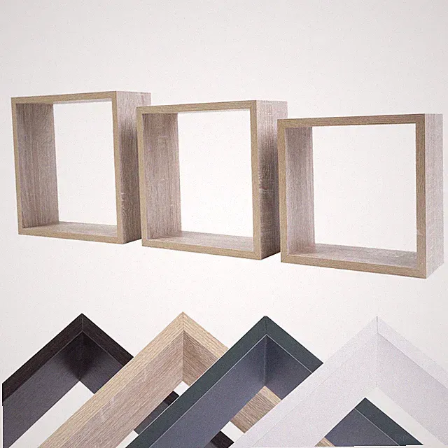 3er Wand-Regal Set Wand-Board Hänge-Regal Holz-Optik Schwebe-Regal Quadratisch