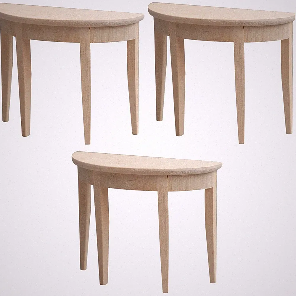 3pcs Mini Holzmöbel Halbrunde Schreibtisch Modell Mini House Miniatur Spielzeug