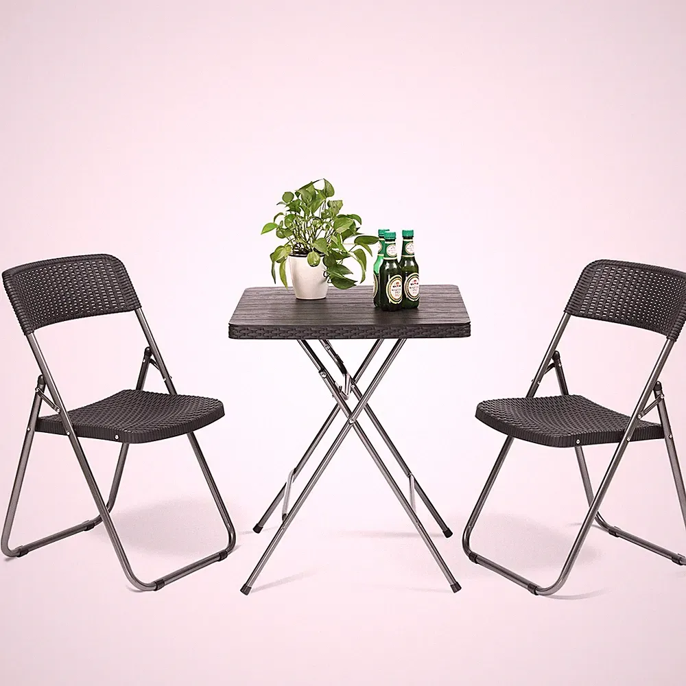 3tlg. Bistroset Tisch Stühle Balkonmöbel Rattan Balkonset Klappbar Gartenmöbel