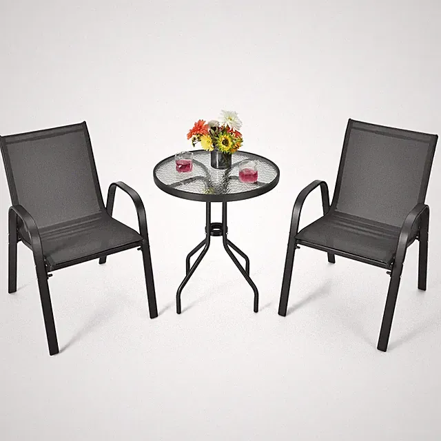 3tlg. Gartenmöbel Set Balkonmöbel Set Bistroset mit Bostrotisch & 2 Stühle