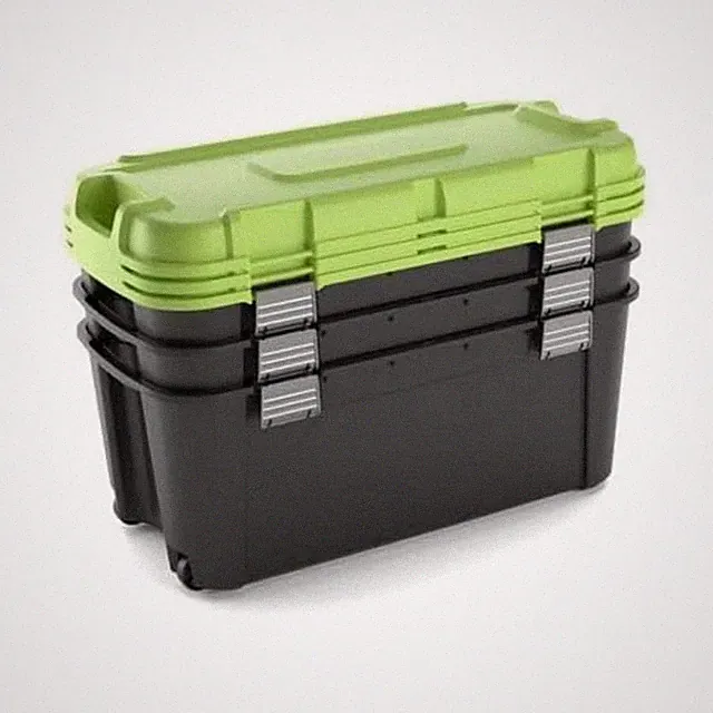 3X Keter 80L Aufbewahrungsbox Werkzeugbox mit Deckel Regalbox Stapelbar