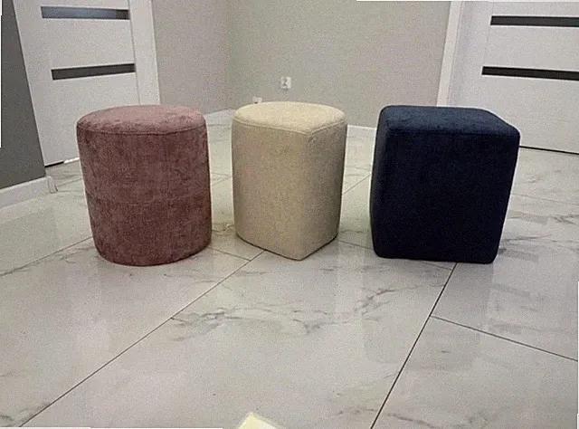 3x Neuer Pouf Sitzhocker Velours Samt Hocker