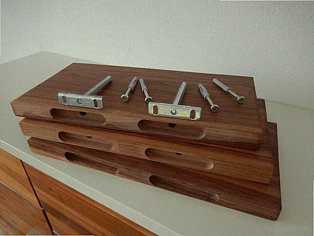 3x Wandboard Nussbaum Massiv Holz Board Regal Steckboard Regalbrett NEU