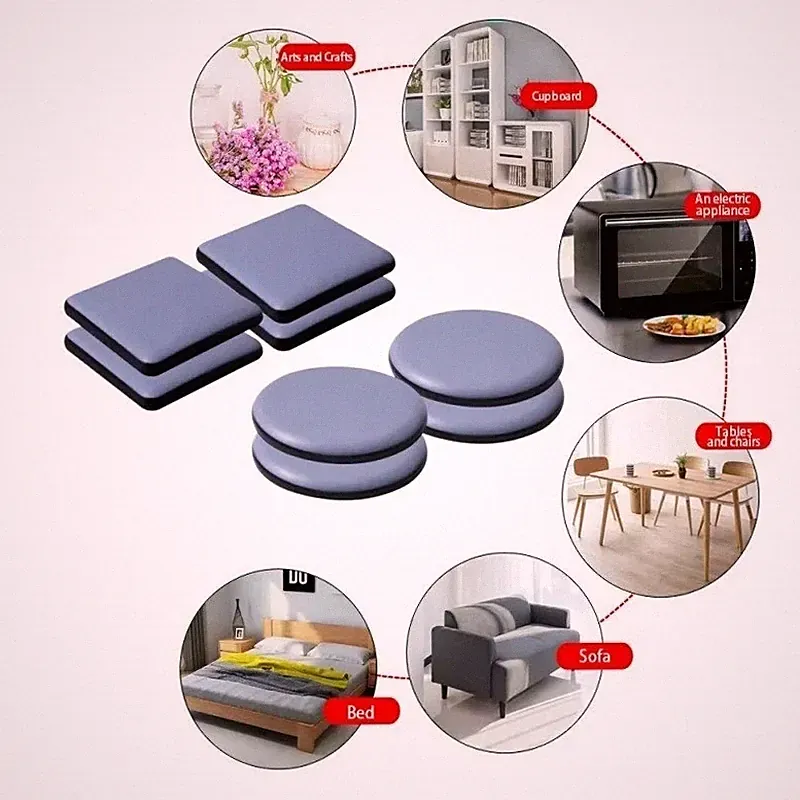 4-40x runde Möbelgleiter selbstklebend Gleiter Floor Mover Pads grau UK