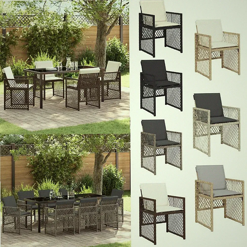 4-8 Sitzer Garten Esszimmer Set Esstisch Set mit Kissen Gartenmöbel Esszimmer