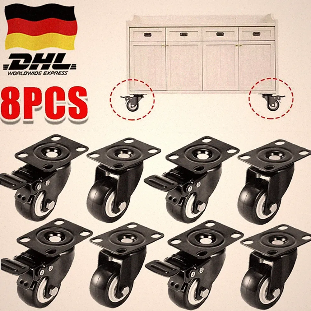 4/8x Schwerlastrollen Für Möbel 50mm 200KG Transportrollen Lenkrollen Mit Bremse