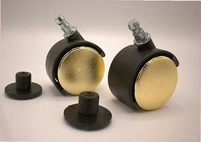 4 Doppelrollen Möbelrollen Lenkrollen 40 mm goldfarbig schwarz m. Einschlaghülse