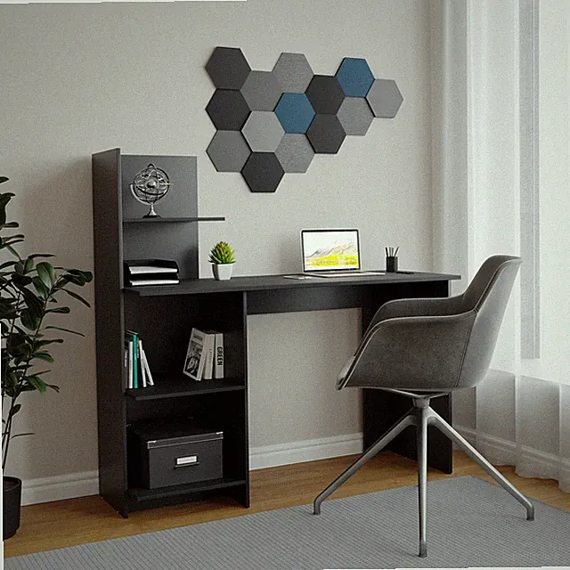 4 Ebenen Holz Büro Schreibtisch Computer Laptop Heim Arbeitszimmer Schreiben Schüler Tisch schwarz