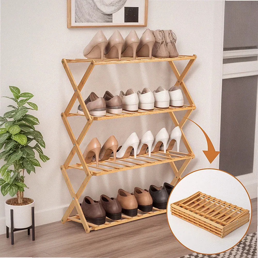 4 Ebenen Schuhregal Freistehende Regal Schuhablage Schuhorganizer klappbar 67cm