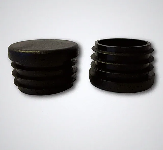 4 Endkappen/Möbelgleiter/Rohrstopfen runde Rohre 10-48 mm Kunststoff Schwarz