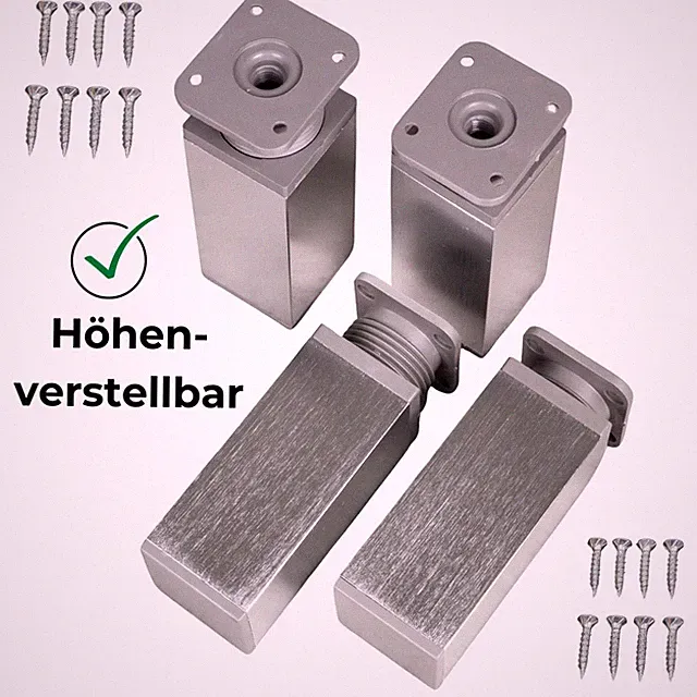 4-er SET Möbelfuß Sockelfuß Möbelfüße EDELSTAHL OPTIK 40x40 Schrankfuß Fuß Füße