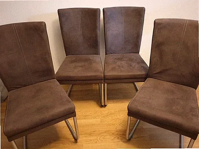 4 Esszimmerstühle aus Leder - Dunkelbraun - Höffner