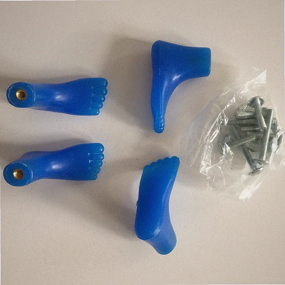 4 Füße Möbelgriffe, Möbelknopf, Möbelknauf, aus Kunststoff blau