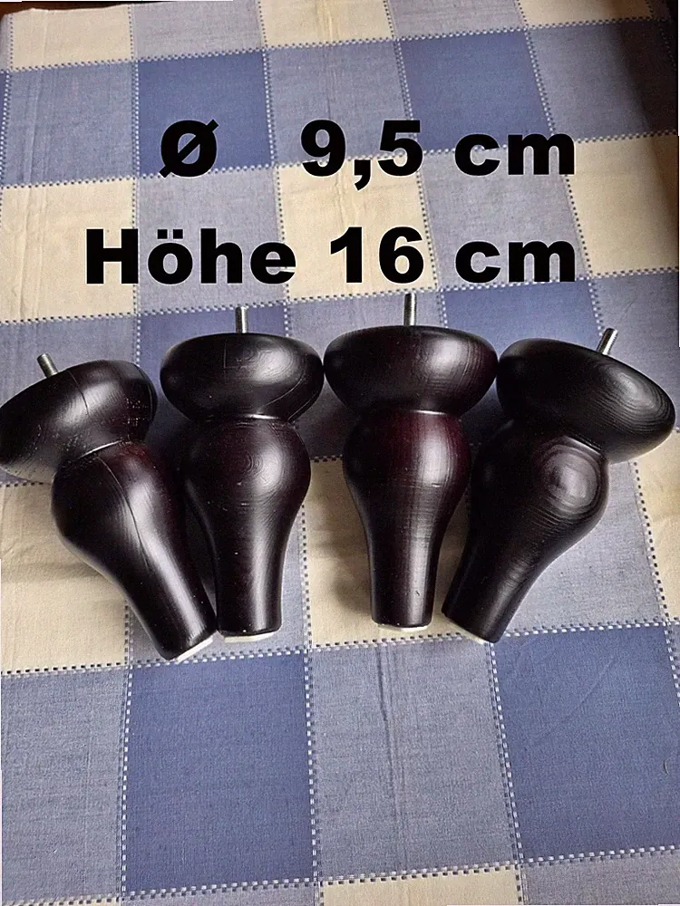 4 Kugel Beine Möbelbeine Bettfüße Möbelfüße Tischbeine Holzfüße Höhe 16 cm.