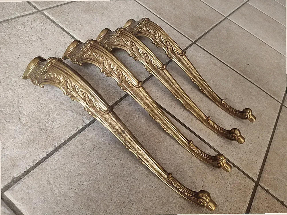 4 Möbelbeine Messing Vintage 38 cm 70er Jahre Barock