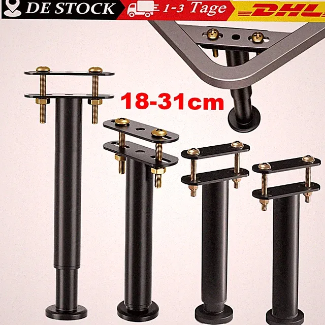 4 Möbelfüße verstellbar Metall hoch 18-31cm Bettfüße Sockelfüße Sofafuß Couchfuß