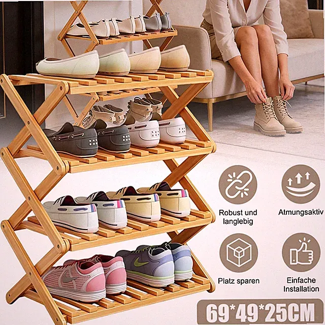 4 Schichten Schuhaufbewahrung Schuh Regal Platzsparend Montage Erforderlich