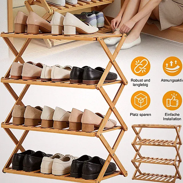 4 Schichten Schuhaufbewahrung Schuh Regal Platzsparend Tragbar für Wohnzimmer