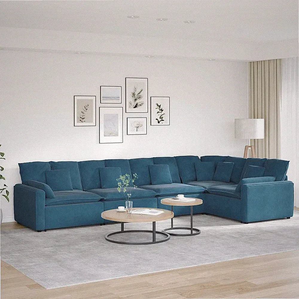 4 Sitzer Sofa Couch mit Kissen Samt Wohnzimmer Modulsofa Ecksofa Eckcouch Möbel
