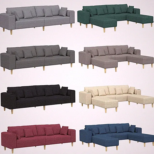 4-Sitzer Sofa mit Kissen Stoff Couch Lounge Schlafsofa Polstersofa Wohnzimmer