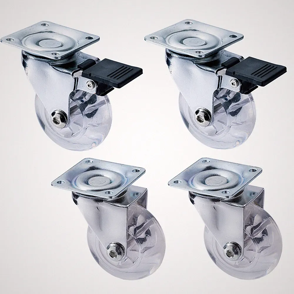 4 Stk. Transportrolle, Möbelrolle,2 xLenkrolle mit Bremse 2 x Ohne 35 kg - 50 mm