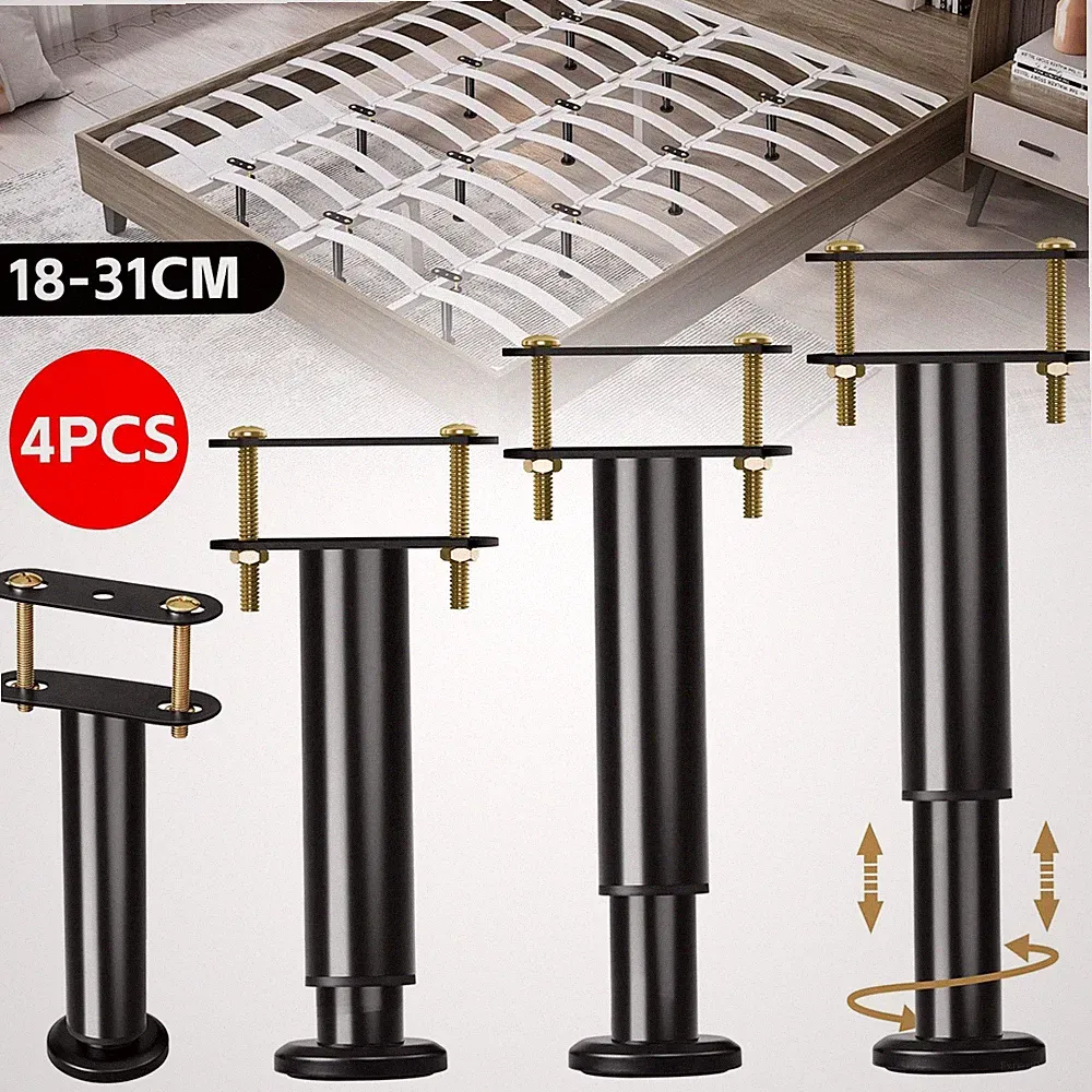 4 Stk Verstellbar Stahl Möbelfüße 18-31cm Bettfüße Möbelbeine Stützfüße Set