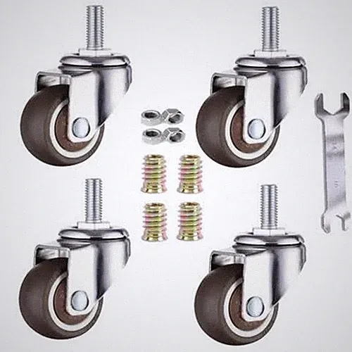 4 Stück 25Mm Lenkrollen Rollen Für Möbel M6X15Mm Mit Gewinde Weichgummi TPE Gewi