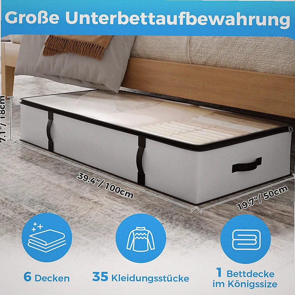 4 Stück Aufbewahrungstasche Faltbare Kleideraufbewahrung für Bettdecken Kleidung