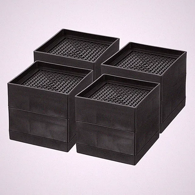 4 Stück Bettfüße für schwere Möbel stapelbar 1,9 & 3,2 cm schwarz