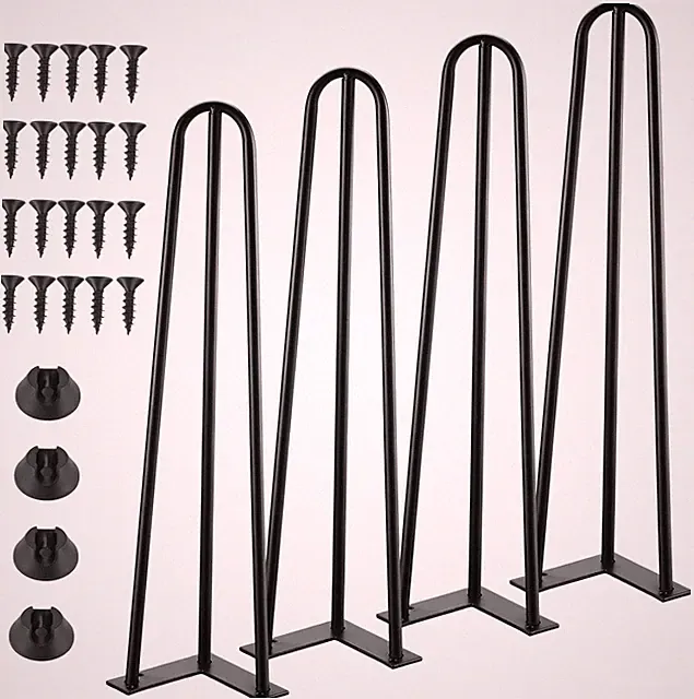4 Stück Haarnadel Tischbeine 60cm Schwarz Metall DIY Möbel Bein stabil