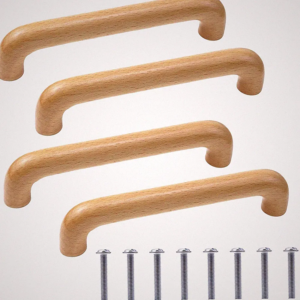 4 Stück Hause Schrankgriffe Holz, DIY Schublade Massiv Holzgriffe, Küchenschr...
