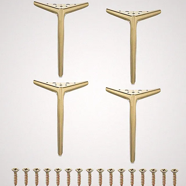 4 Stück Metall Möbelbeine 25cm Möbelfüße Für Bett Schrank (Gebürstetes Gold)