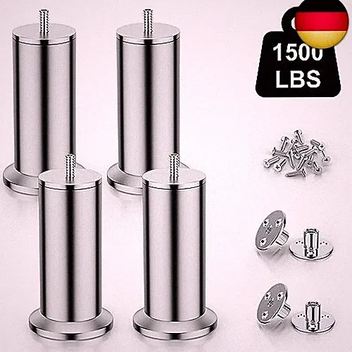 4 Stück Möbelfüße Edelstahl, Sofa Füße, Möbelfüsse aus Edelstahl 304, Für Schran