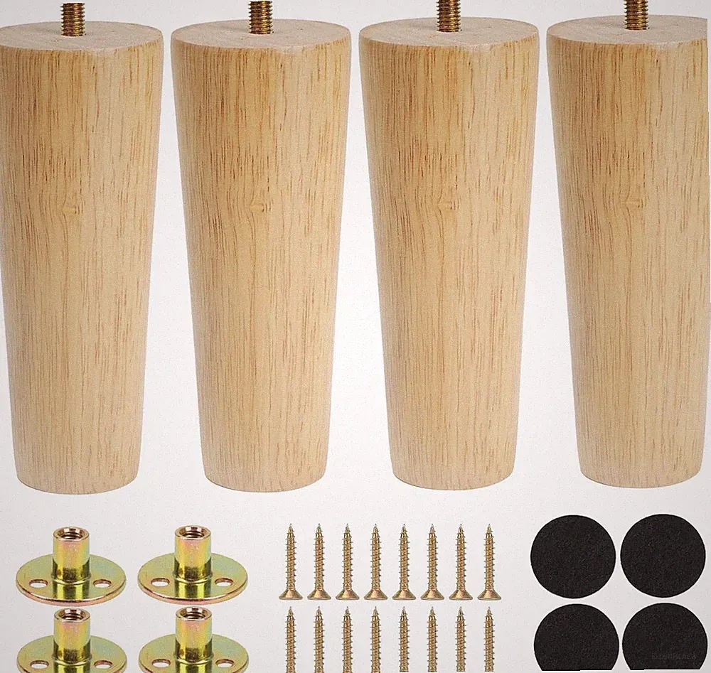 4 Stück Möbelfüße Holz 15cm Holzfüße für Möbel Eichenholz Schrankfüße Sofafüße M