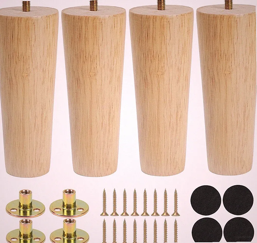4 Stück Möbelfüße Holz 15cm Holzfüße für Möbel Eichenholz Schrankfüße Sofafüße M