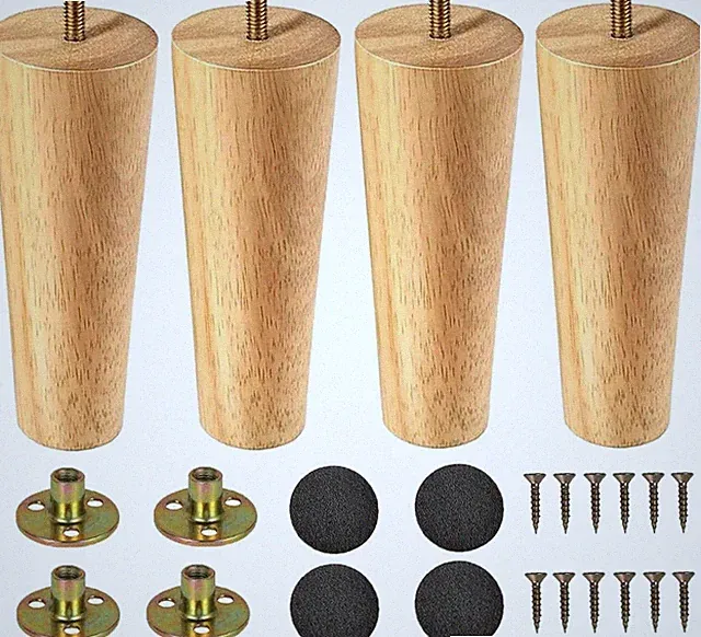 4 Stück Möbelfüße Holztischbeine Ersatz Sofafüße Bett Couch Schrankbeine 15cm