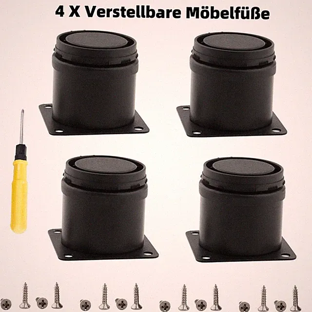 4 Stück Möbelfüße Verstellbar Couch Schreibtischfüße Füße Schrankfuß Sockelfüße