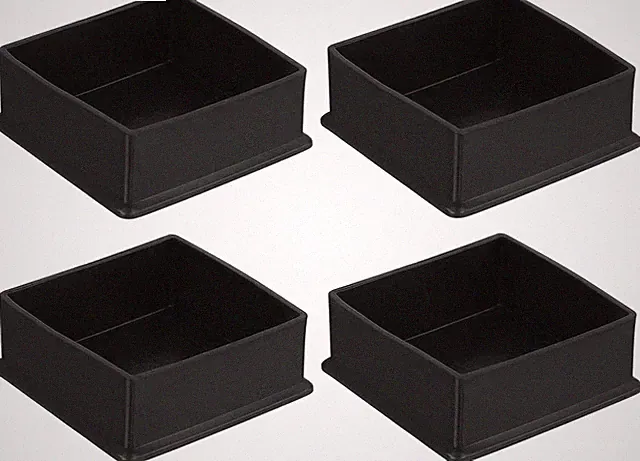 4 Stück PVC Quadratische Stuhlbeinkappen, 80mm x 80mm OD Schwarze Möbelfüße Pads