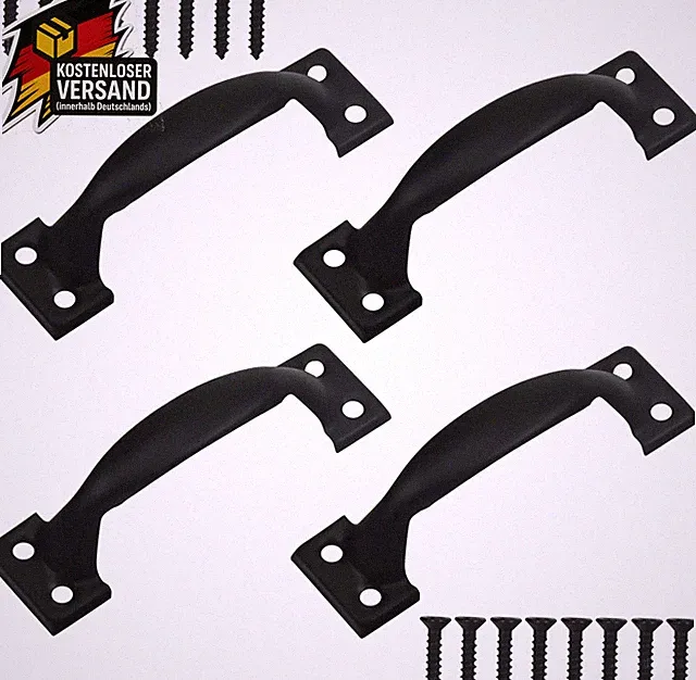4 Stück Schrankgriffe Schwarz, 75MM Schubladengriffe Möbelgriffe Scheunentürgrif