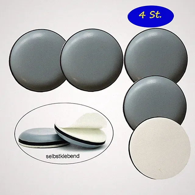 4 Stück Teflongleiter, Möbelgleiter, Bodenschutz, grau, Ø 40 mm, selbstklebend