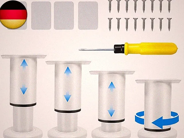 4 Stück Verstellbare Möbelfüße, mit Höhenverstellung von 8cm-12cm, Schrank Füße