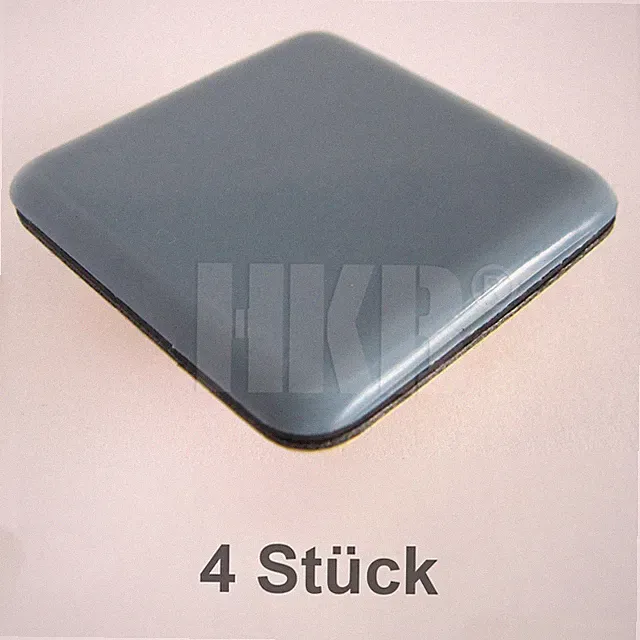 4 Teflon-Gleiter, 50 x 50mm, selbstklebend, 5mm stark, PTFE, graublau, 81660