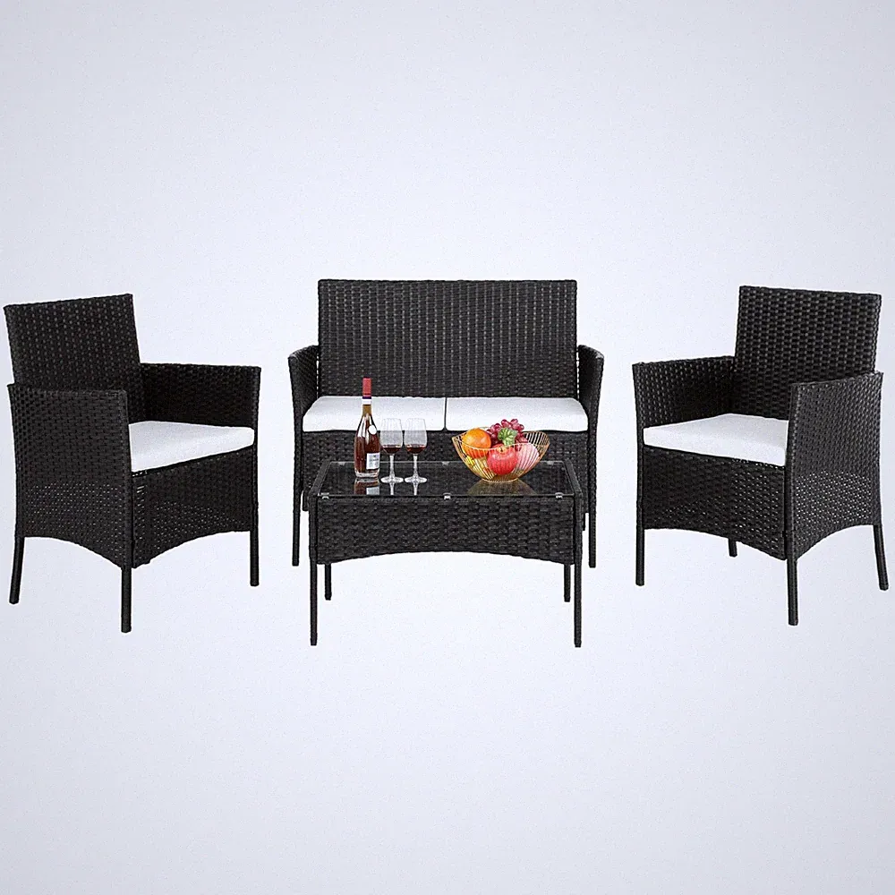 4-tlg Gartenset Set Möbel Gartenmöbel Sofa Balkonset Tisch Sitzgruppen Lounge DE