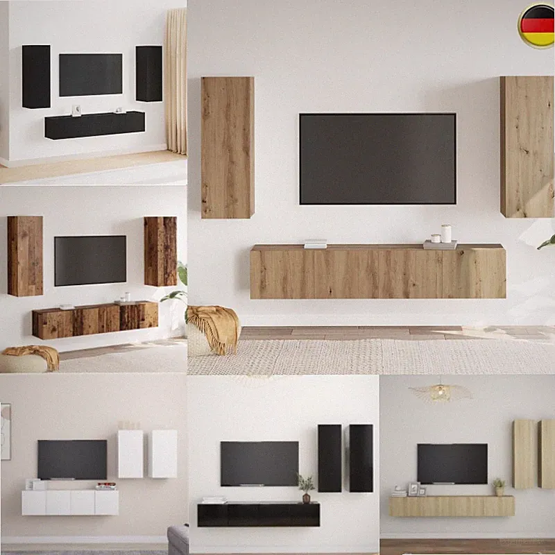 4-tlg. TV Schrank Set Sideboard Fernsehschrank Lowboard Wohnzimmer TV Möbel