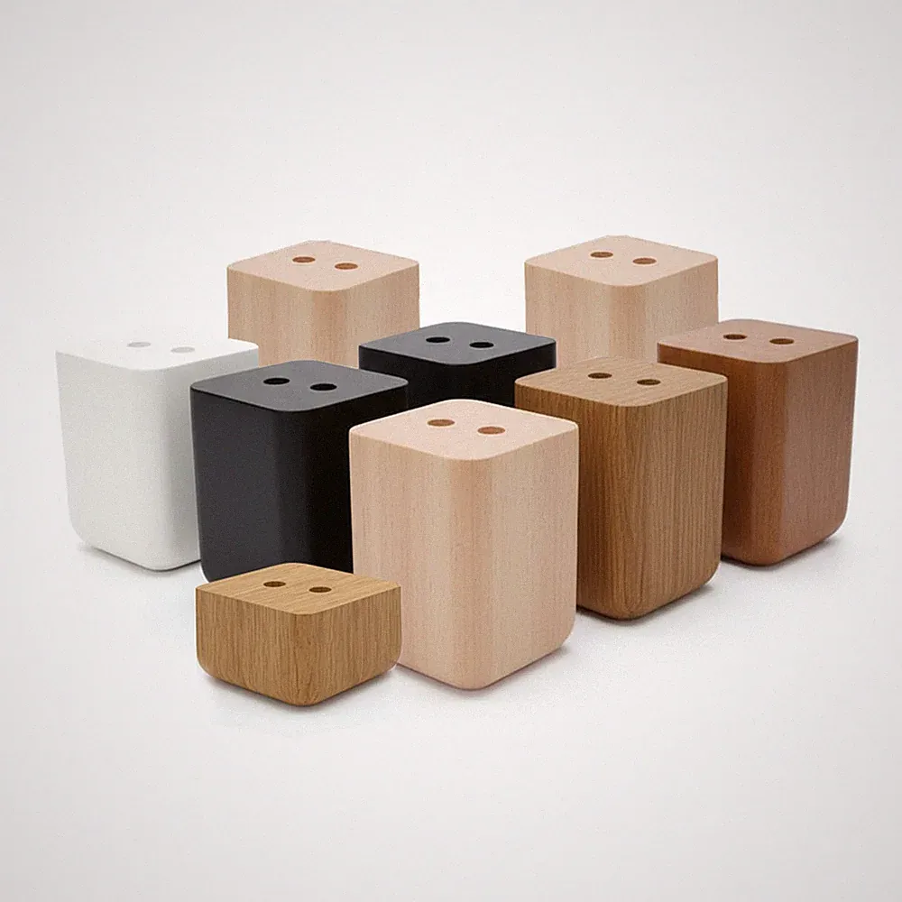 4 x Holzfüße Möbelfüsse Massiveholz eckig Couchfüße Schrankfüß Sofafuß Holzbeine